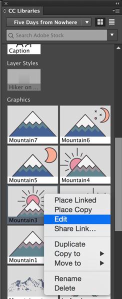 Enhancements to Creative Cloud Libraries (continued) You can now edit images and graphics that are in your CC Library, no matter which Adobe app created them.
