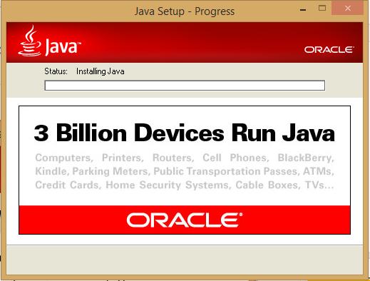 Java will install, keeping you informed