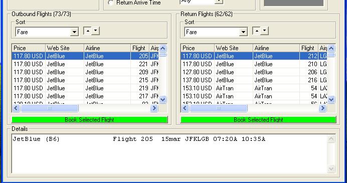 Time Windows The various web sites often show flights at all times of the day, but your customers
