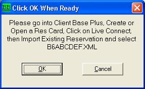 After you import the reservation into a ResCard, click the OK button.
