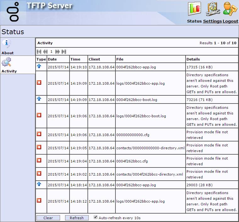 Monitoring TFTP Server Activities You can monitor and review the client file transfer activities on the TFTP server.