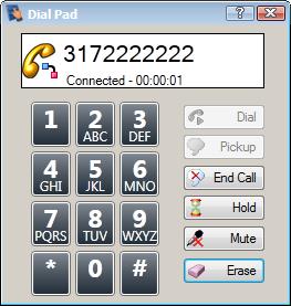 b. Using the dial pad, you can enter phone numbers to dial and have call control over those outbound calls. SIP Soft Phone Dial Pad c.