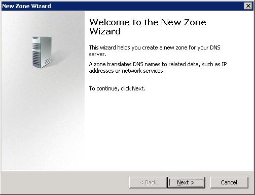 Select New Zone 3. The New Zone Wizard launches. New Zone Wizard Welcome screen 4.