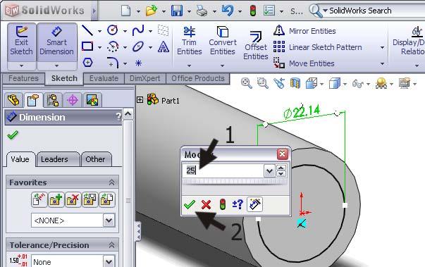 Pay attention: do NOT click on another element because SolidWorks