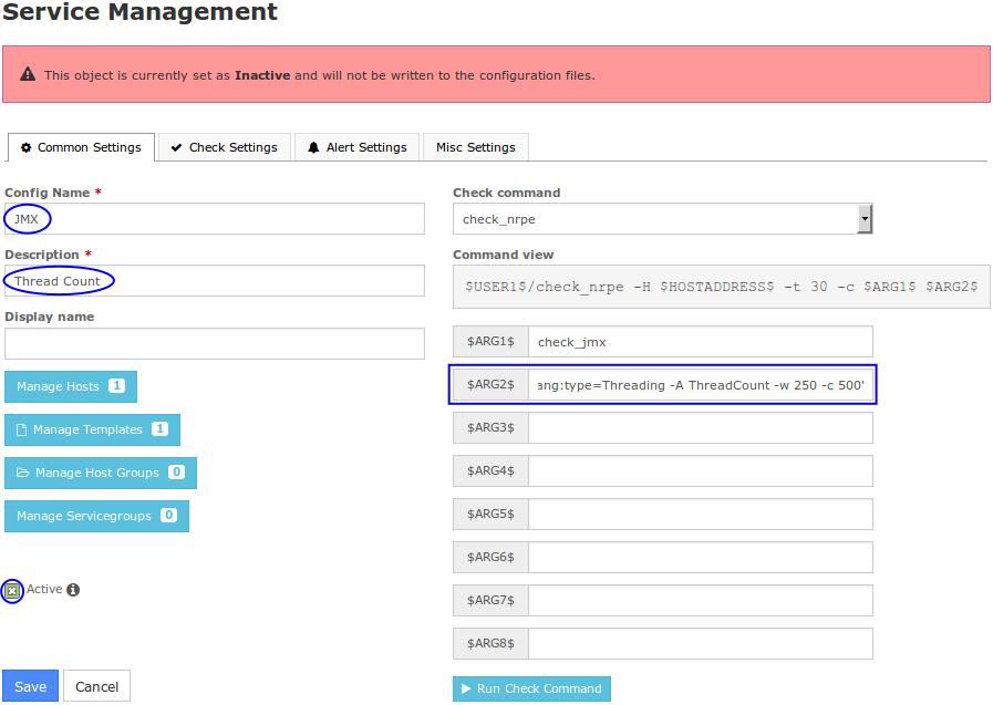 Monitoring JMX With In the Config Name field remove the _copy_1. Change the Description field to Thread Count.