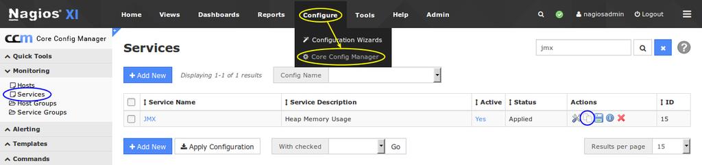 Monitoring JMX With To add additional services you can: Run the NRPE Wizard again Copy an existing service and change the required options The following steps show you how to copy an existing service