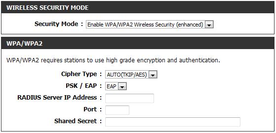 Section 4 - Security Conigure WPA/WPA2-Enterprise (RADIUS) It is recommended to enable encryption on your wireless router before your wireless network adapters.