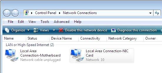 Configuring Windows Vista to use DHCP 1. From the Windows desktop, select Start > Settings > Network Connections. A list of network adapters appears as shown in Figure 19.