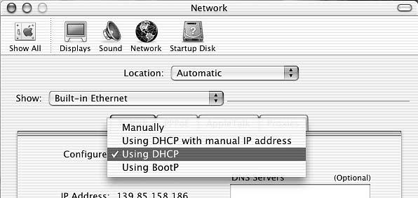 Select Using DHCP from the Configure drop-down list as shown in Figure 29. The IP Address field becomes disabled.