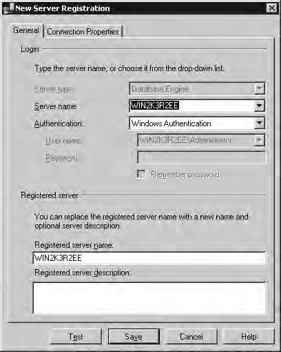 48 Microsoft SQL Server 2012: A Beginner s Guide Figure 3-3 The New Server Registration dialog box Registration dialog box appears, as shown in Figure 3-3.