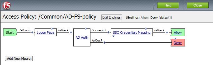9. Click the SSO Credential Mapping option button, and then click the Add Item button. 10. Click the Save button. 11. Click the Deny link in the box to the right of SSO Credential Mapping. 12.