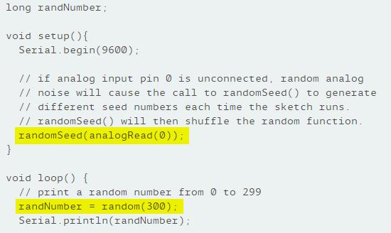 Project 3: Random generator Generate a random number (integer, long, etc) by reading noise from unused analog pin In