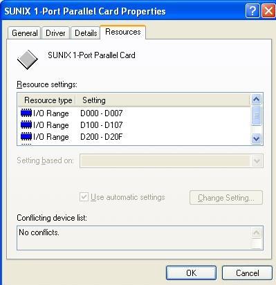 (2) Right click the SUNIX LPT Port or SUNIX 1-port Parallel Card.