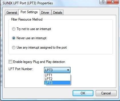 LPT Port Number Settings System default setting is LPT3, if you want to change LPT number to another port, please follow up below steps. Please select Port Settings page.