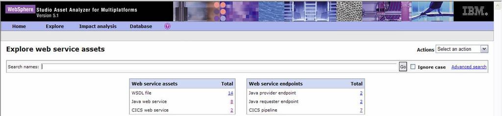 now provides support for analyzing Web services, including CICS Web services.