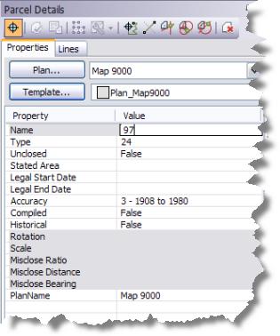 Parcel attributes 14. Click the Lines tab on the Parcel Details window to begin entering the parcel traverse. Templates have been defined for fabric line types in the tutorial data.