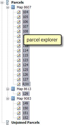 Parcel Explorer You can right-click parcels either in the map or in the Parcel Explorer window and click Open to open them for editing. 20.
