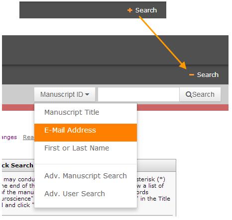 You can click a link to navigate back to a previous page. Simple Search: This feature displays in the header for the Admin, Associate Editor, EIC, and Production Editor Dashboards.