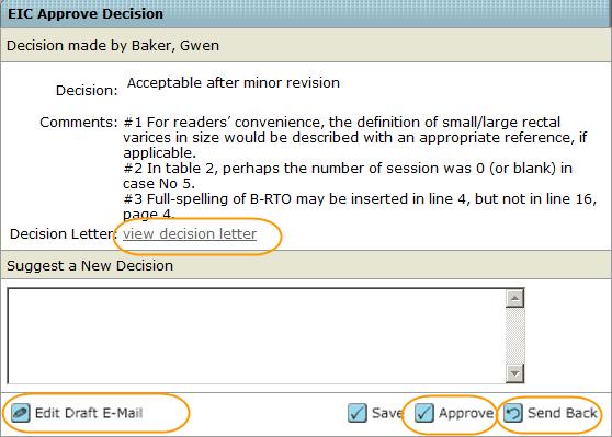 DECISION EIC The EIC can also choose to Edit