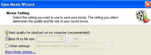 Click Browse to select the place to save your new movie 7.