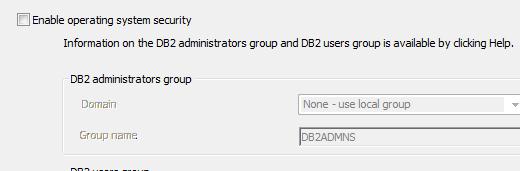 The Enable operating system security for DB2 objects page will appear. 17.