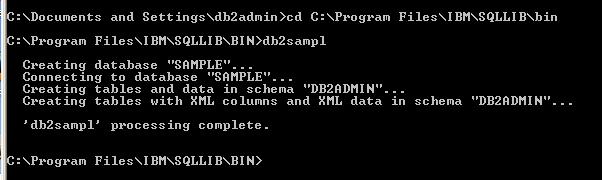 27. Enter the following command to create the sample database. This may take some time. db2sampl 28.