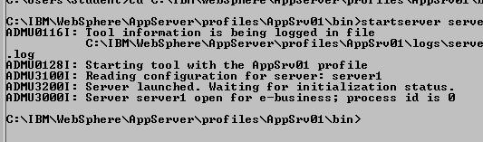 Part 5 - Verify Application Server Now that the profile exists it will be good to verify the server can start and can be accessed. 1. Open a new Command Prompt.