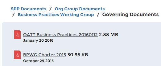 2 Within the alphabetical list of Organizational Groups, click Business Practices Working Group.