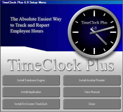 1.1. The Setup Menu Please log on as the administrator or as a user with administrative privileges before proceeding. 1. Insert the TimeClock Plus CD in your CD-ROM drive.