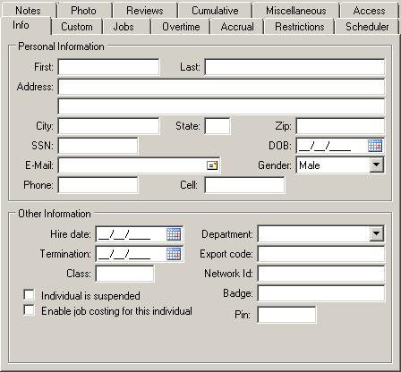 which information was entered or altered. Criteria This button allows you to filter the list of employees.
