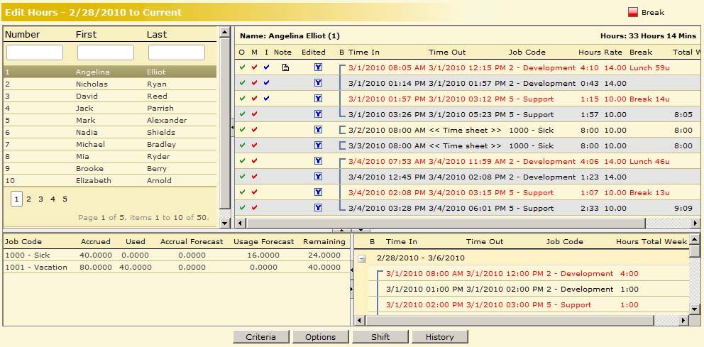 SECTION V: MANAGING EMPLOYEE HOURS The ability to add or edit shifts is essential in TimeClock Plus. There are several screens that allow hours to be entered or approved.