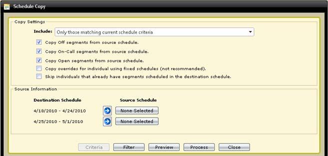 To edit a schedule: 1. In WebScheduler, go to View > Weekly schedule. 2. Click for the day that you wish to create a schedule. 3. Highlight a shift and click Edit. 4.