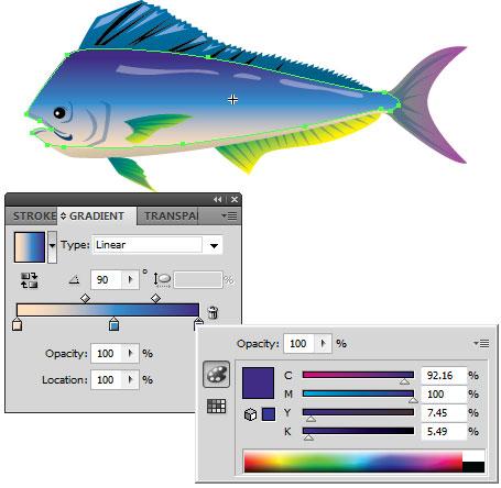 In this example, the blue gradient at the top of the fish symbol is altered to be more purple (Figure 10). When you spray an altered symbol, all instances of that symbol appear the same. 4.