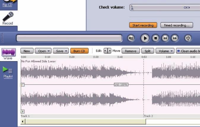 22. Insert a blank audio CD, select Burn CD and follow the instructions. NOTE: Cakewalk PYRO offers many features for filtering and / or editing recordings.