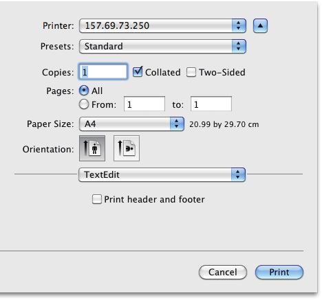 .PRINTING FROM MAC OS APPLICATIONS Set the collate pages setting in the [Print] dialog box This function is displayed on Mac OS X 0.6.x only.