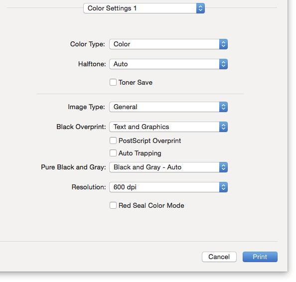 .PRINTING FROM MAC OS APPLICATIONS Enhancing images (Resolution) Sets the resolution. For multifunctional digital color system (Color MFP) Select [Print] from the [File] menu of the application.