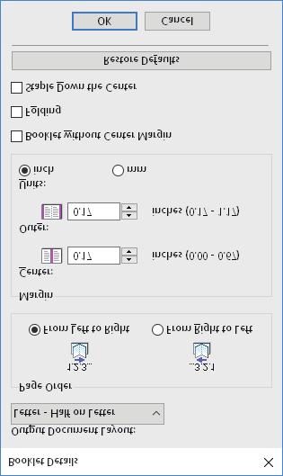.PRINTING FROM WINDOWS APPLICATIONS Select the booklet size in [Output Document Layout]. 5 6 A5 on A: Select this to print an A5 size booklet.