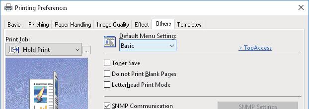 .PRINTING FROM WINDOWS APPLICATIONS Set the default tab displayed when you open the printer driver from [Default Menu Setting] on