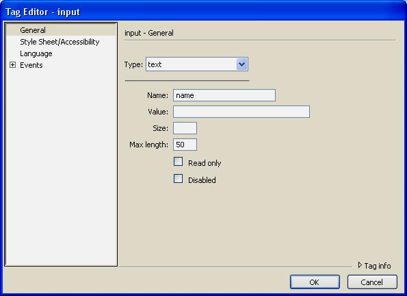 Move your cursor in the code window to the end of the >/label> tag, and then from the top menu select Insert