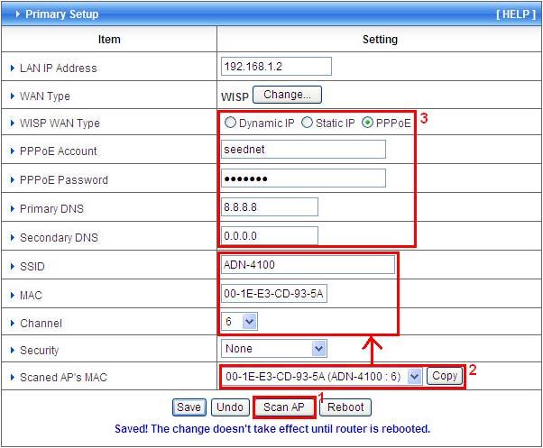 STEP4. Click Scan AP to discovery AP-1, and select it from the drop-down list; click Copy to fill the related information of the AP-1 to the corresponding fields. STEP5.