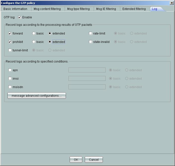 imanager U2000 Unified Network Management System 4 GTP Management 2. Select the Enable check box to the right of GTP log. 3.