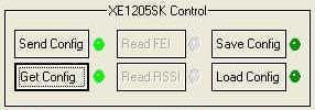 5.4.6 XE1205SK Control Window The XE1205SK offers different modes to control the XM1205. The communication with the attached board is validated if the corresponding LED turns bright green.