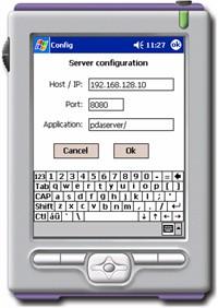 1. Tap anywhere on your PDA Client s opening page: 2. Hold down the pointer pen until the a menu is shown: 3. In the menu, select Configuration. This will open the PDA Client s configuration page: 4.