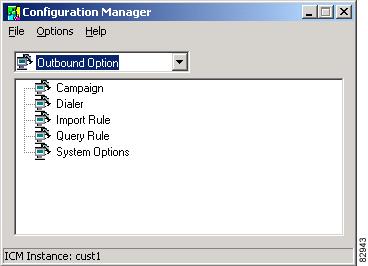 Configuration Instructions Chapter 5 Sample Call Center Configuration Figure 5-2 Outbound Option Configuration Component Options Dialer Configuration This section describes how to perform the