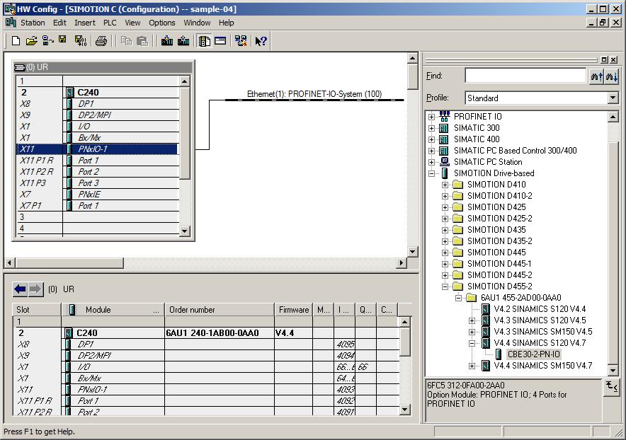 PROFINET IO 5.3 Configuring PROFINET IO with SIMOTION Figure 5-41 HW Config with PROFINET for C240 PN 5.3.8 Creating a sync domain A sync domain is a group of PROFINET devices synchronized to a common cycle clock.
