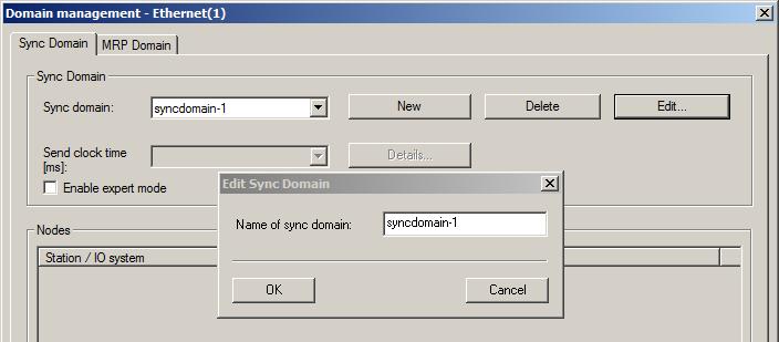 Open HW Config and right-click on a device of the sync domain. 2. In the shortcut menu, select PROFINET IO Domain Management. The dialog Domain Management - PN-xxxx opens. 3.