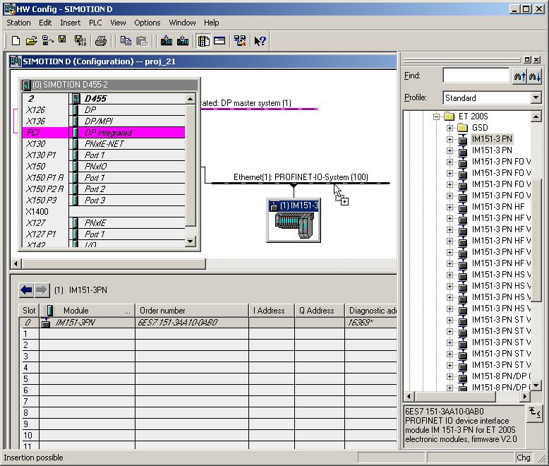 PROFINET IO 5.3 Configuring PROFINET IO with SIMOTION Procedure for PROFINET IO devices using the hardware catalog 1. Double-click the corresponding module in SIMOTION SCOUT to open HW Config. 2.