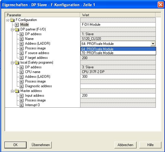 PROFIsafe 9.6 PROFIsafe via PROFIBUS 10.The F-communication parameters are displayed in the DP slave (F-CPU) properties, tab F Configuration. Mode: Displays the communication relationship.