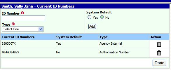 The system also allows for the designation of a System Default ID Number.