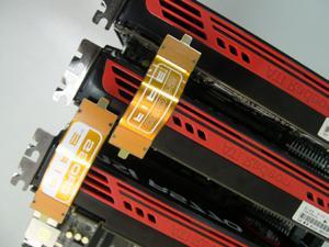 (Even the GPU chips version shall be the same.) Insert one graphics card into PCIE1 slot, another graphics card to PCIE3 slot, and the other graphics card to PCIE5 slot.
